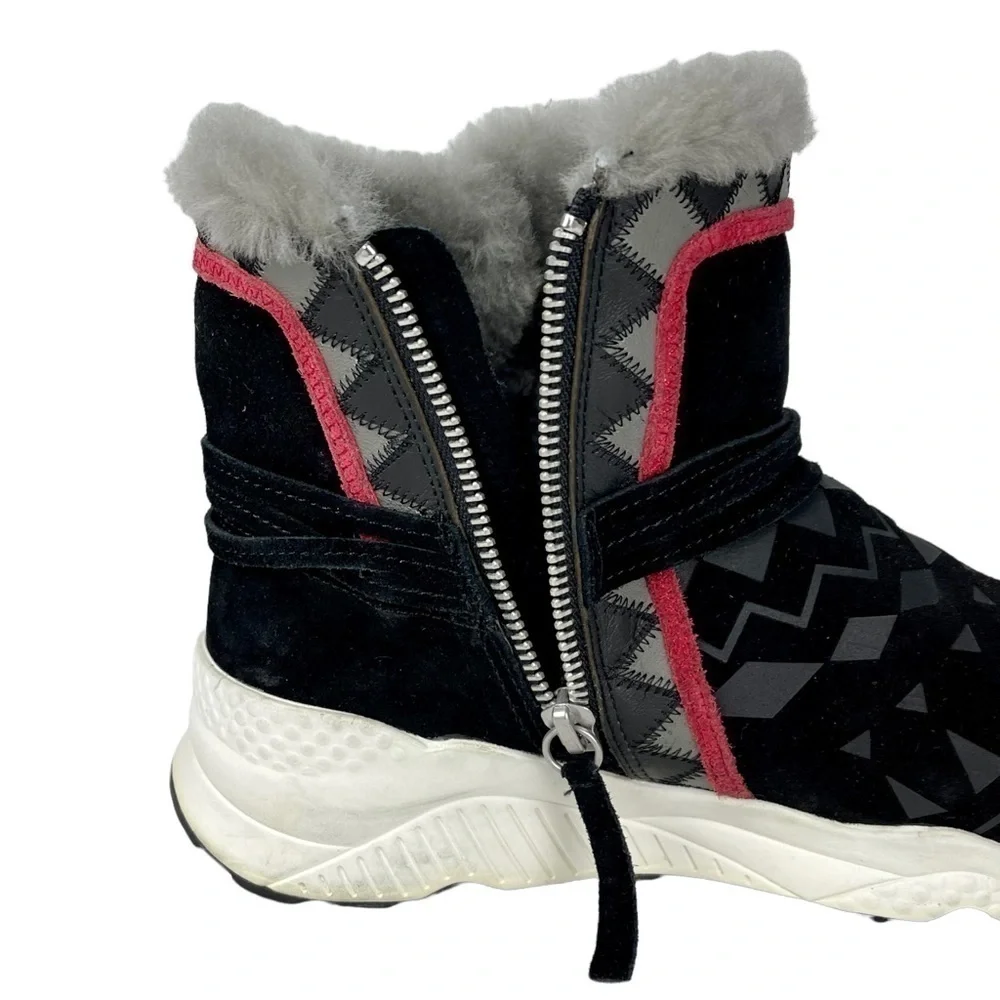 ASH MONGOLIA LAMBSKIN SUEDE SHEARLING GEOMETRIC POM POMS SNEAKER WINTER BOOTS